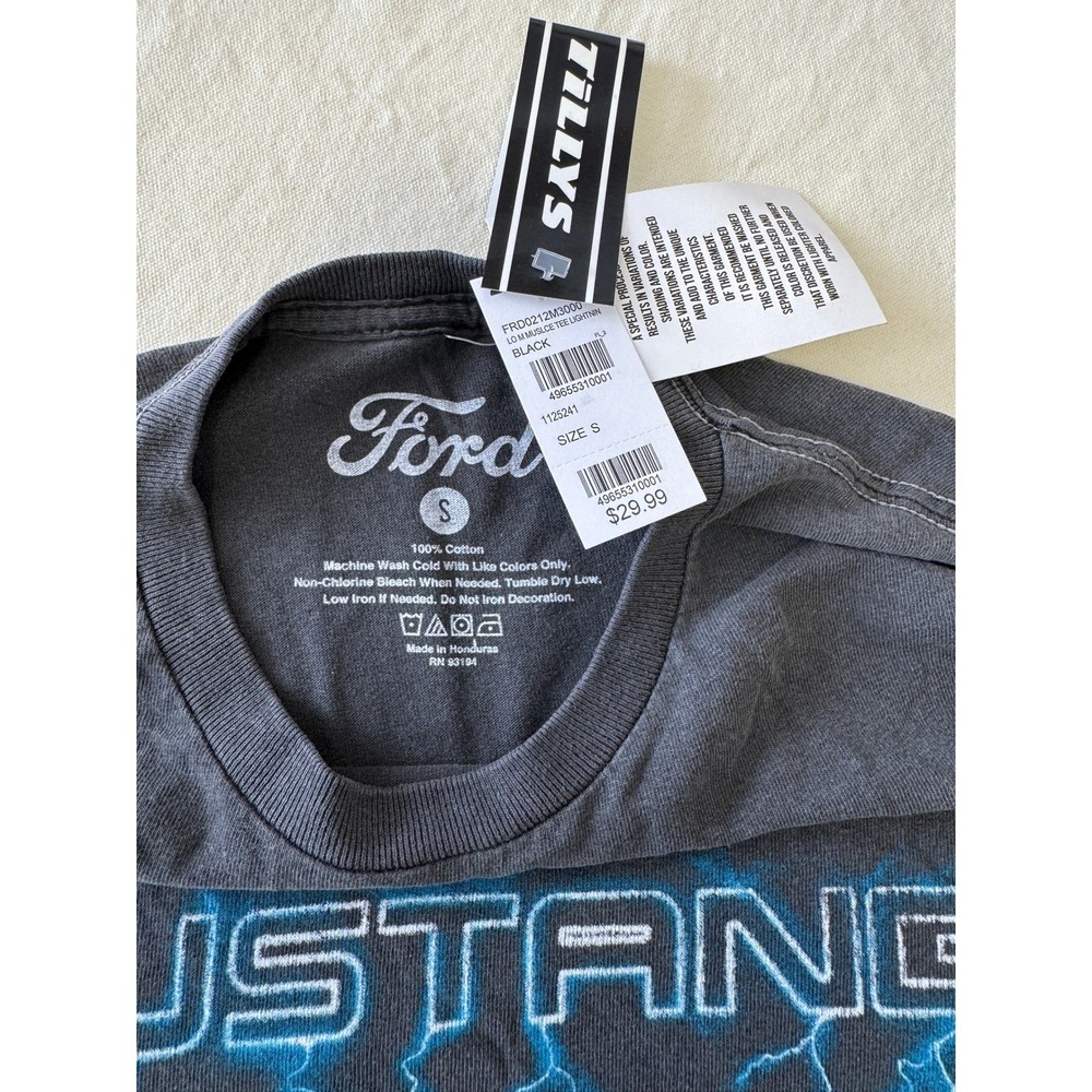 Ford Mustang Muscle Shirt Men's S Gray Graphic‎ Car Lightning Sleeveless Tee NWT - Picture 3 of 4